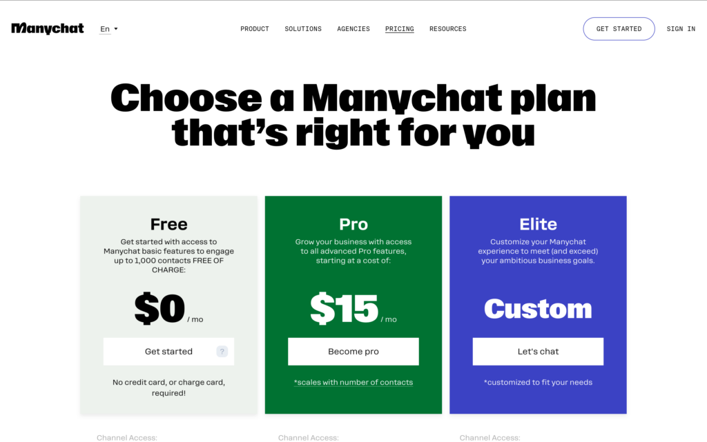 ManyChat Pricing